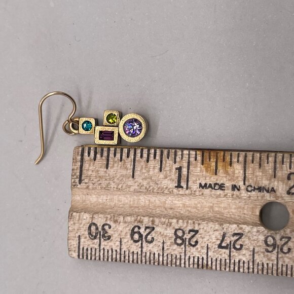 Retired Patricia Locke NWOT Still Life Multicolor Crystal Dangle Earrings - Picture 3 of 5